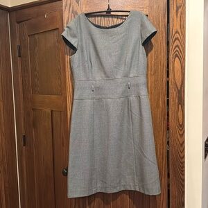 Grey lined midi dress w belt loops, Size 14